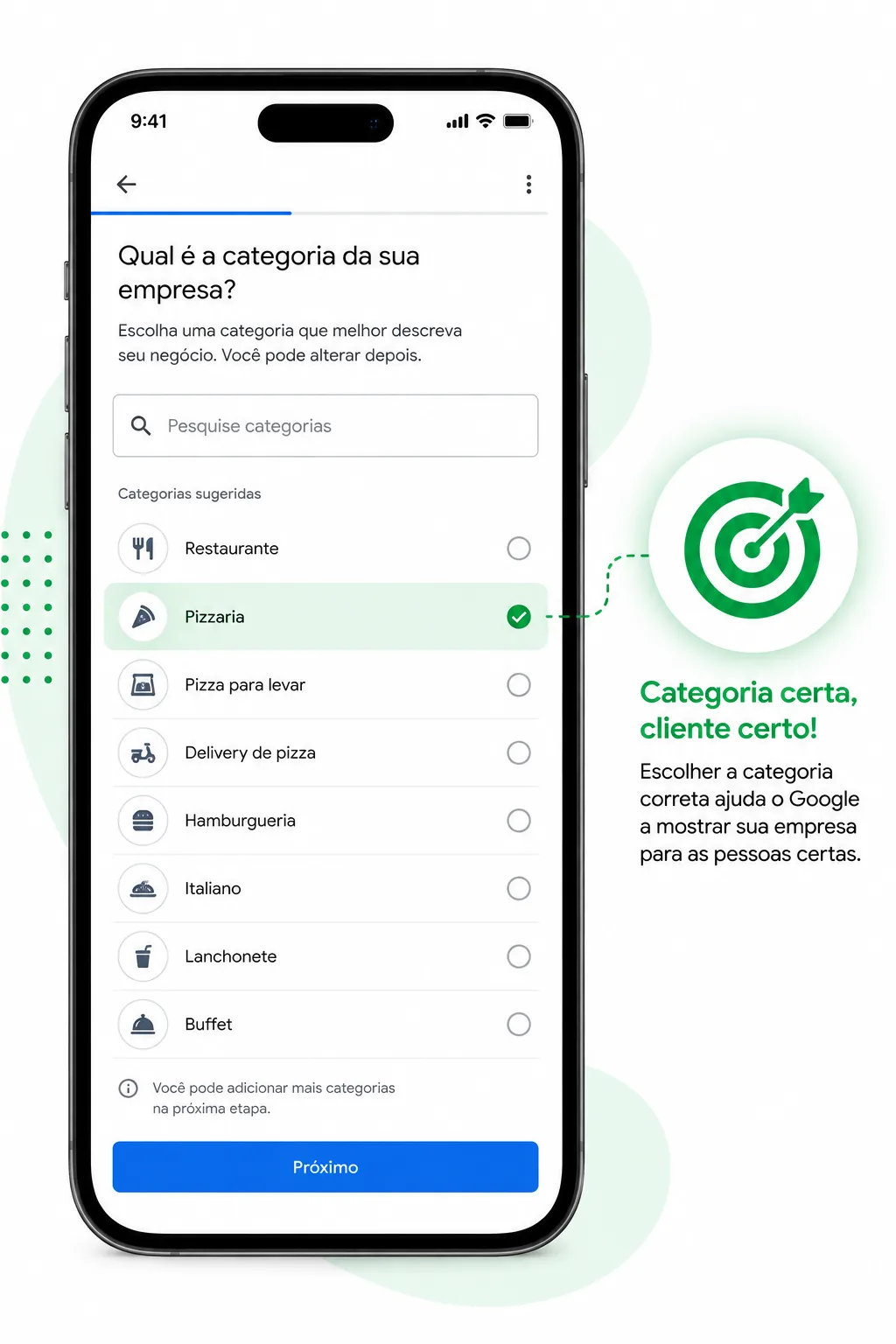 Escolhendo a categoria certa no Google Meu Negócio